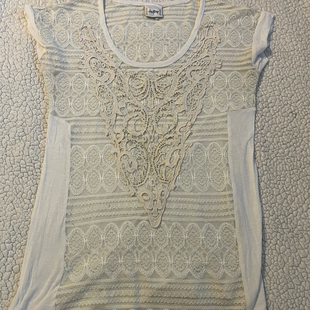 Daytrip Lace Women's Top - Cream size small